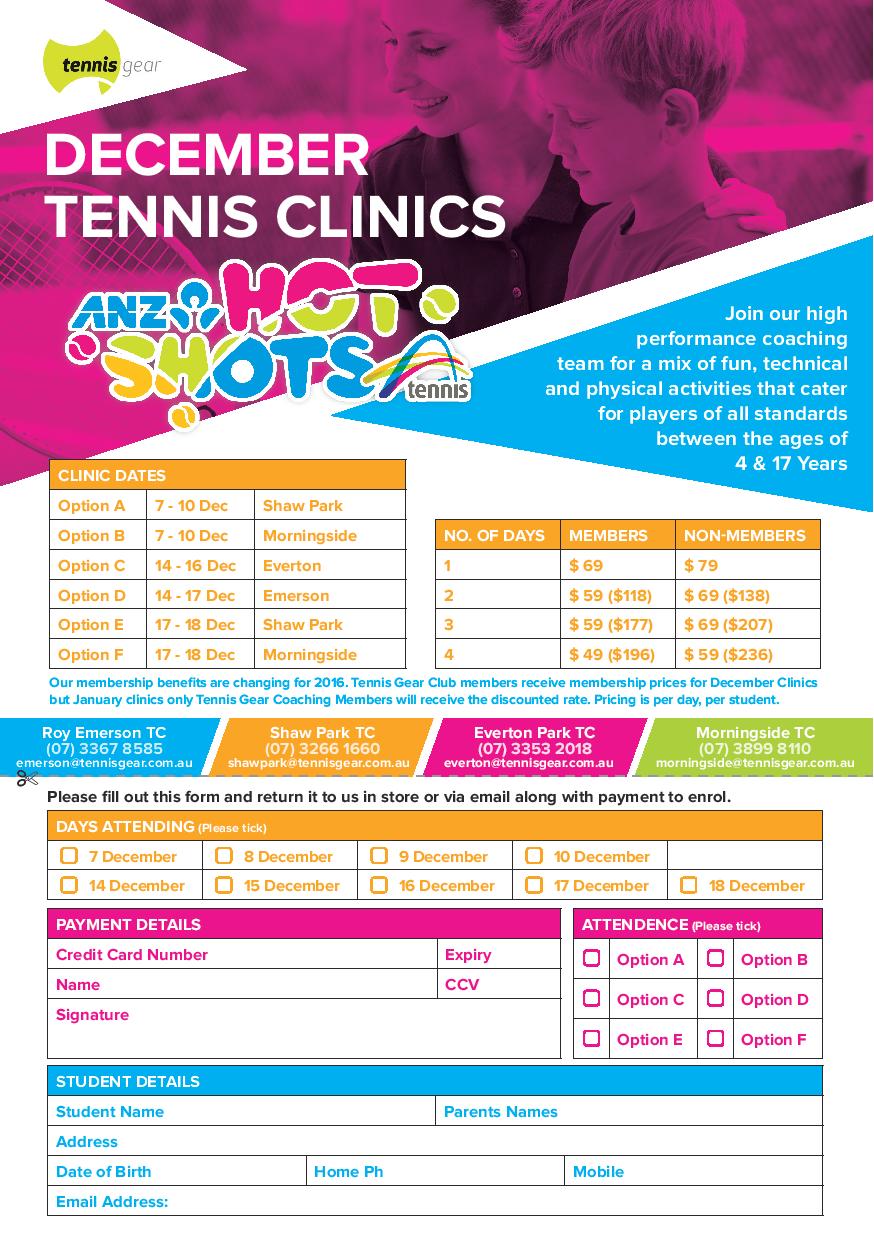 Holiday Tennis Clinics