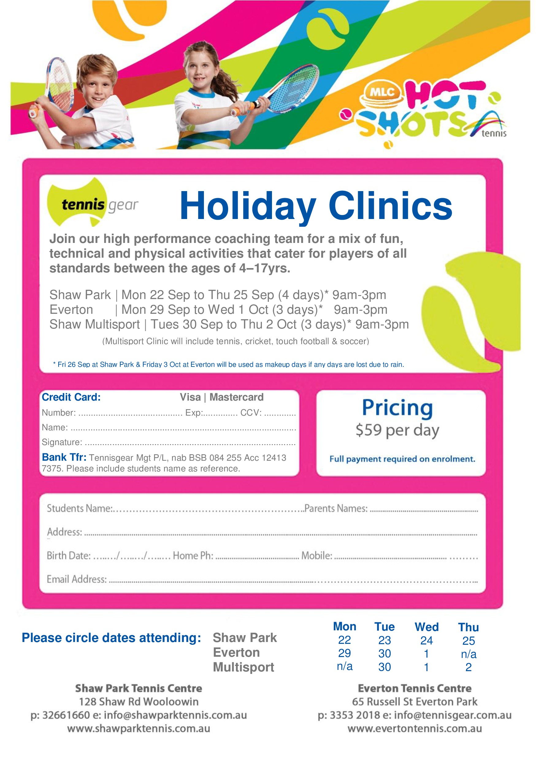 September Holiday Clinics